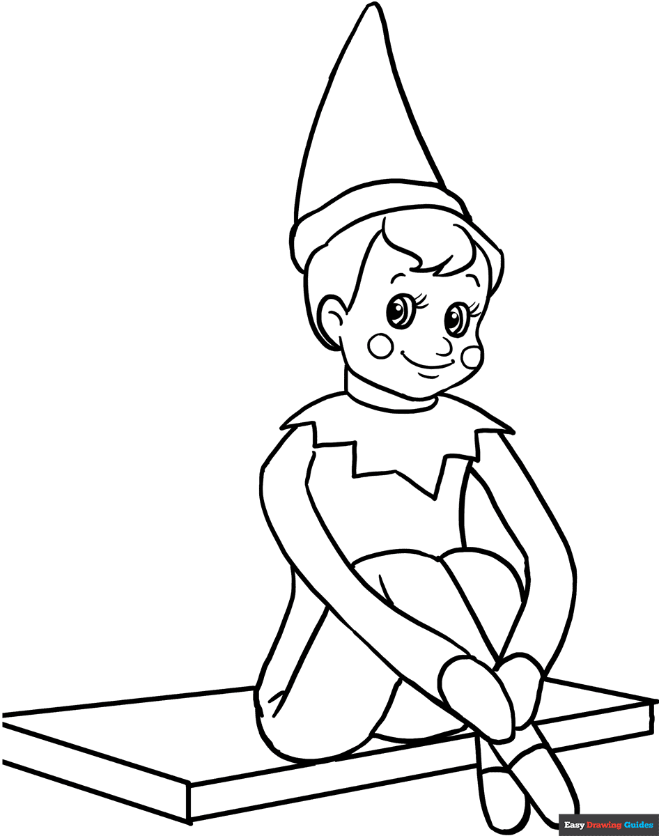 elf on the shelf coloring page | easy drawing guides